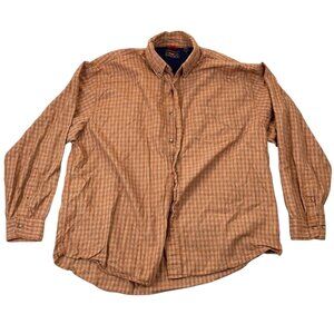 Wrangler Mens Shirt Size XL Plaid Long Sleeve Button Down Orange Casual Classic